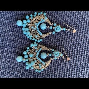 Teal dangling earrings